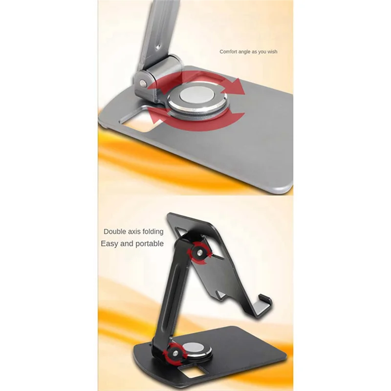 -ABJZ Multifunctional Double Folding Mobile Phone Aluminum Alloy Bracket Rotatable Lazy Mobile Phone Tablet Bracket