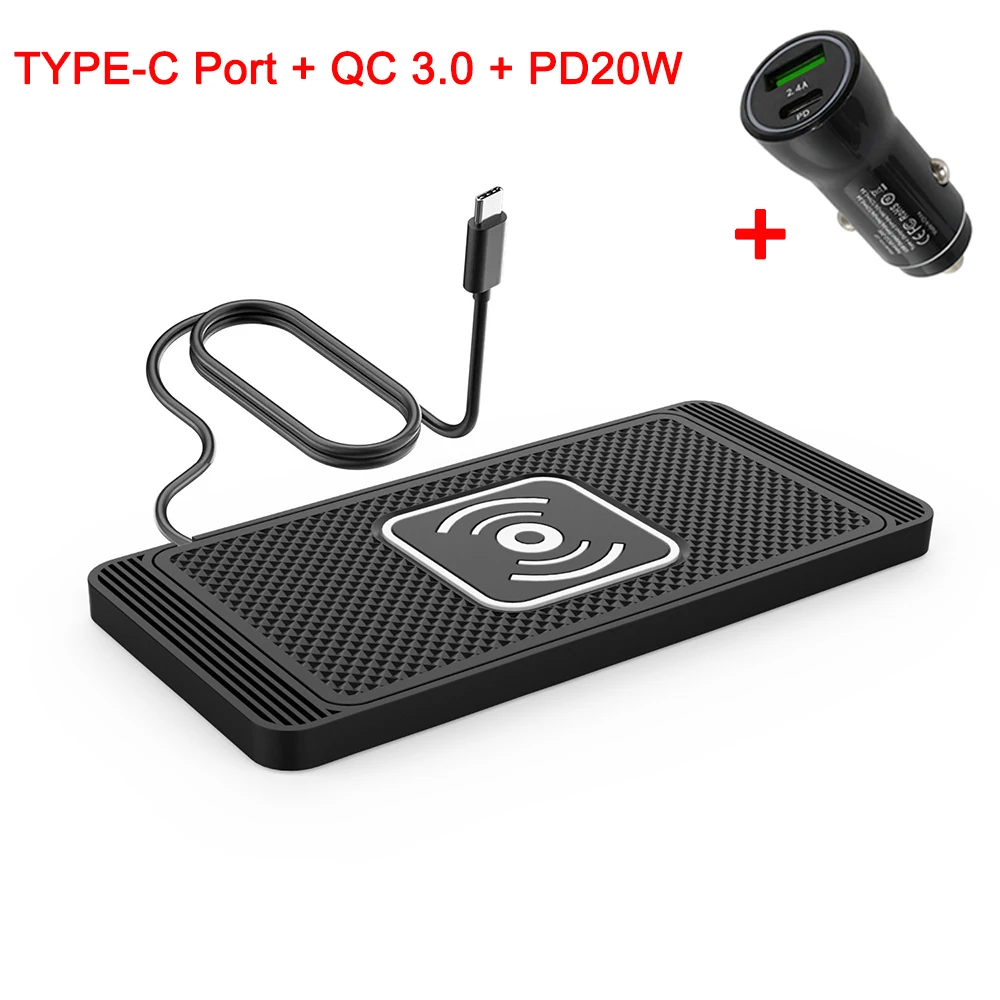 raugee Auto Drahtlose Ladegerät Silikon Rutschfeste Pad für iPhone 15 14 13 12 Samsung S24 S23 Xiaomi Auto Telefon Schnelle induktion Lade Pad 5