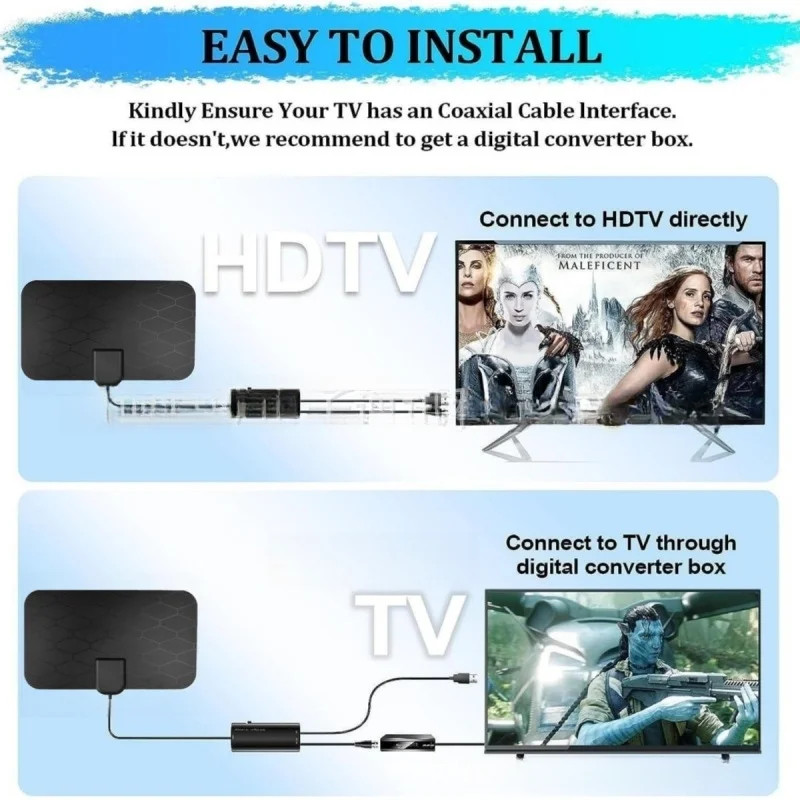 Eden  2023 New European And American High-definition Indoor DVB-T Digital TV Antenna 4K Free NBC TV Antenna