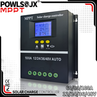 POWLSOJX MPPT 100A 80A 60A Solar Charge Controller 12V 24V 36V 48V Solar Panel Lead Acid/Lithium Battery Regulator Dual USB