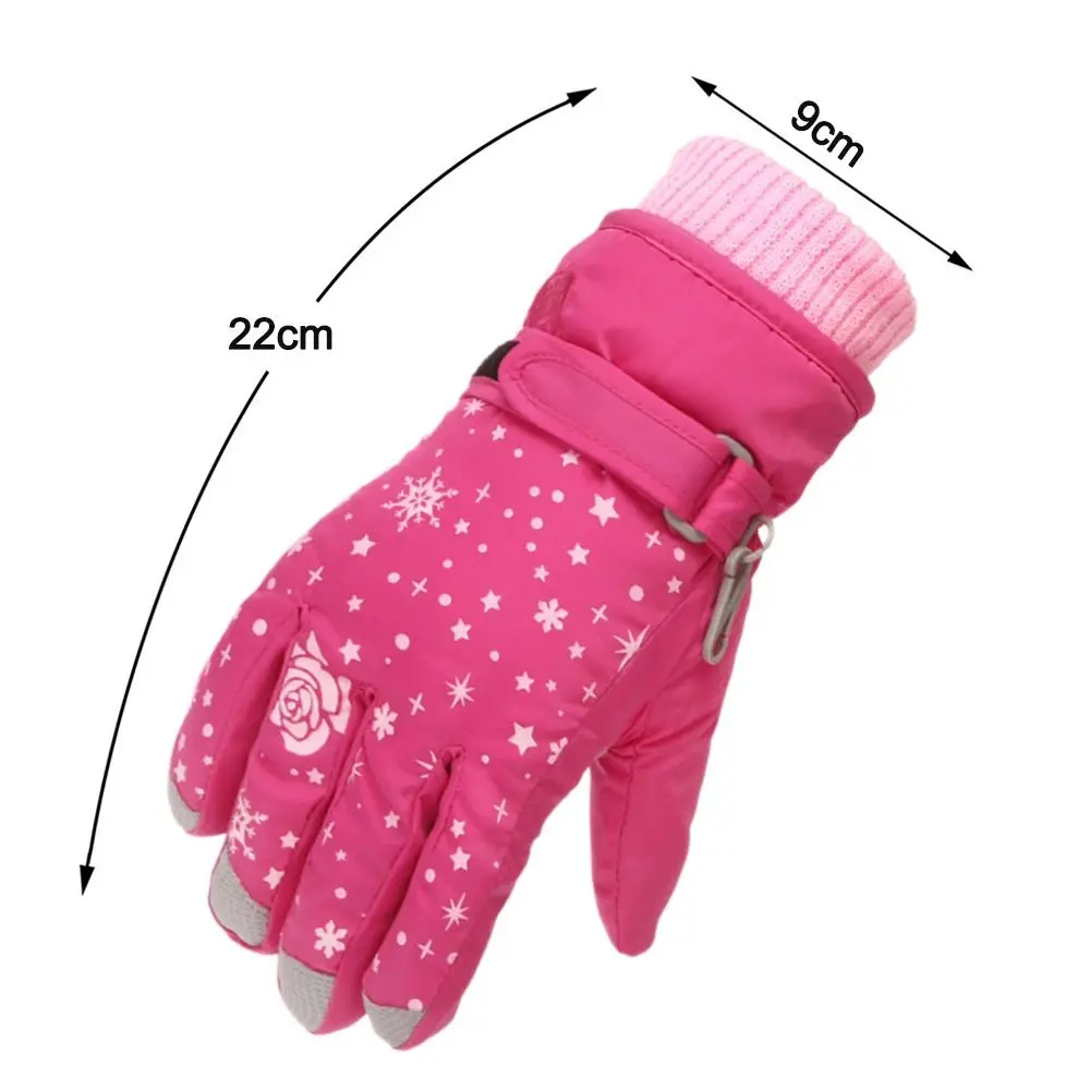 Girls Snow Snowboard Thicken Warm Waterproof Children Skiing Gloves Outdoor Sports Mittens Ski Kids Cycling Gloves 5-8Years