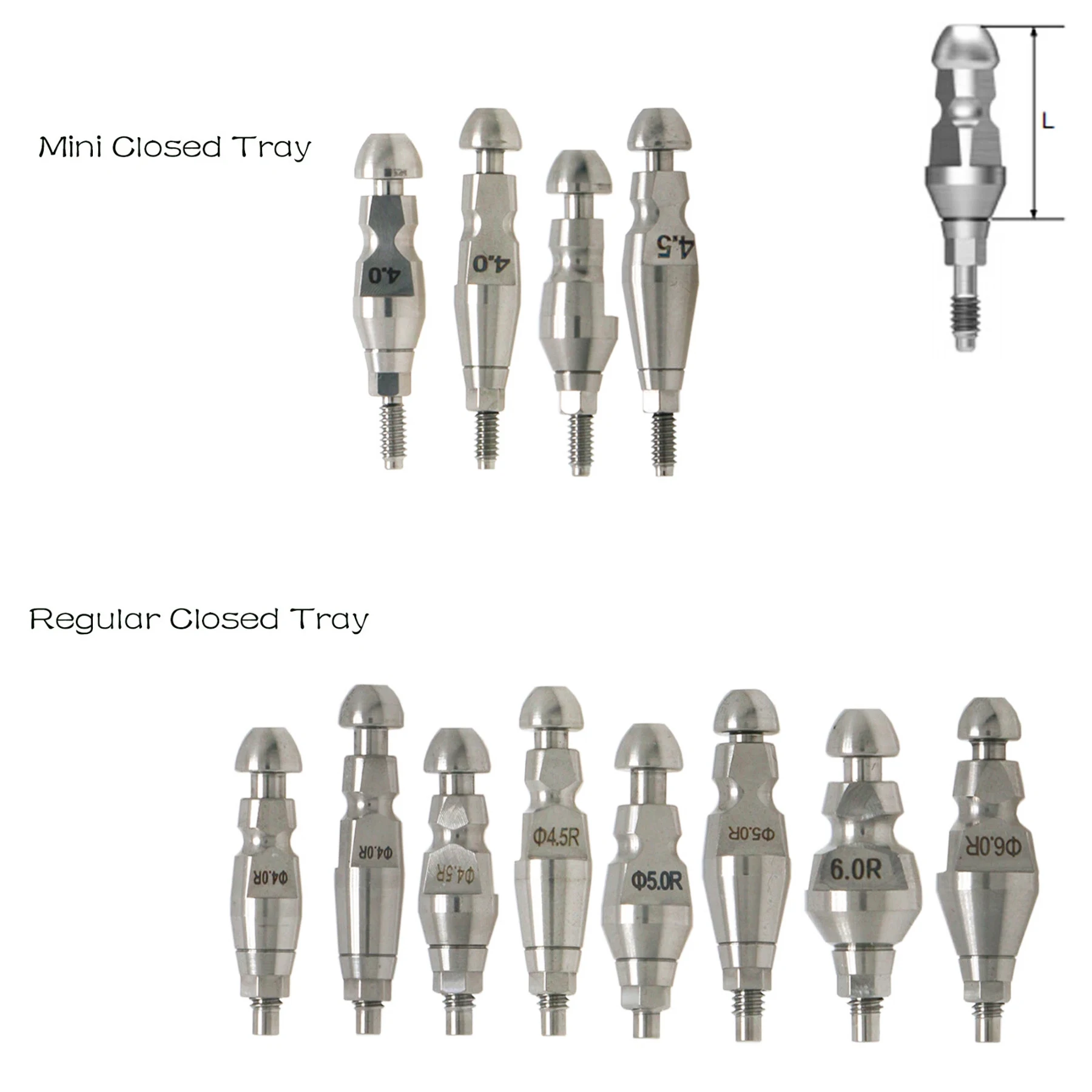 5PC Analog Closed Tray Impression Transfer Coping Lab Analog Compatible Hiossen Mini/Regular