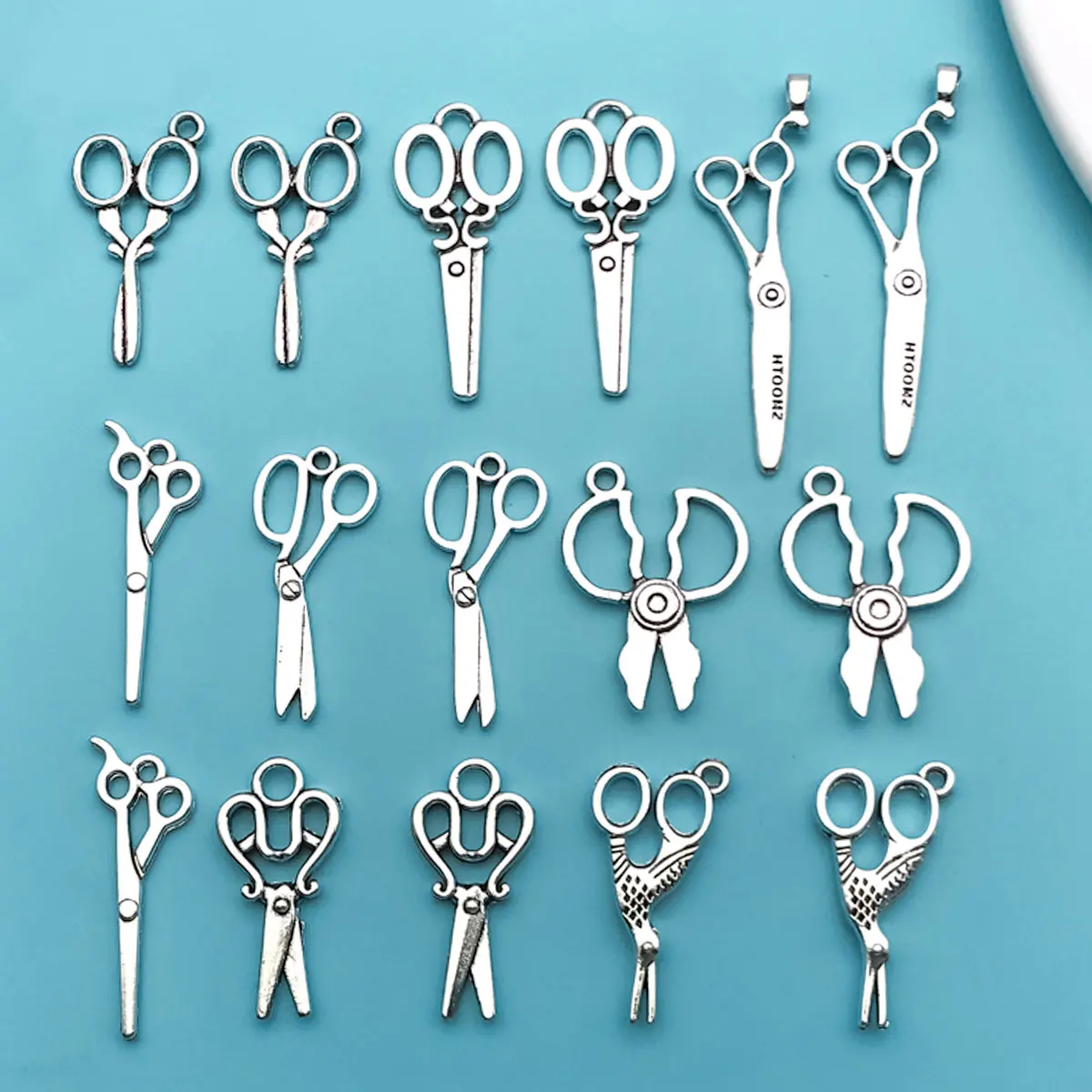 16pcs Antique Silvery Alloy Scissor Charms Sewing Tools Pendants For DIY Jewelry Making Handmade Craft Supplies Accessories