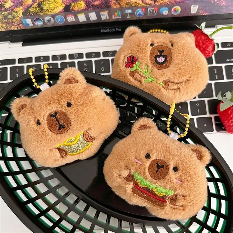 Cute Creative Squeaky Capybara Plush Doll Stuffed Toy Keychain Pendant Bag Hang Ornament Girly Backpack Charm Kids Birthday Gift