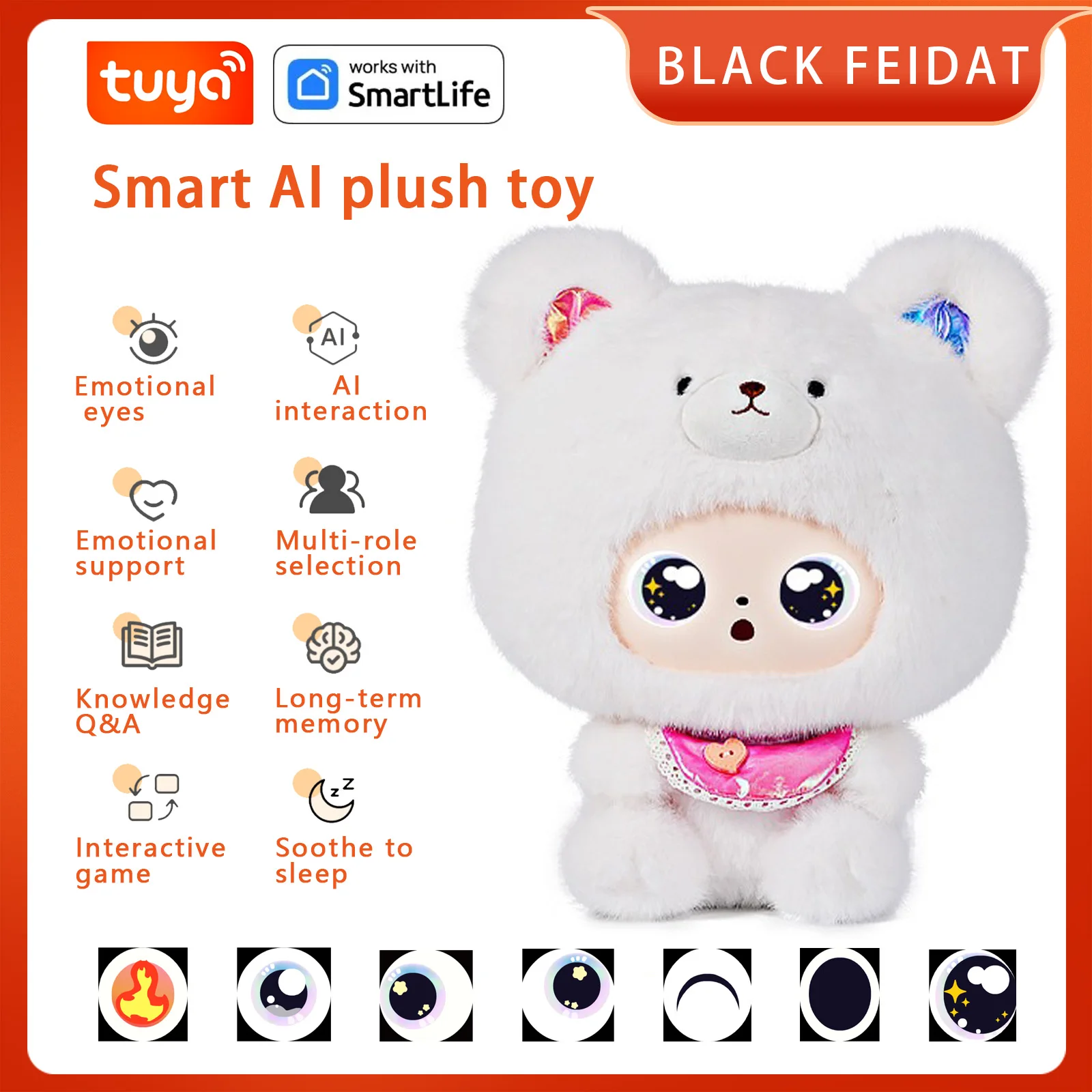 

Милый маленький медвежонок — плюшевая игрушкаAI с умным голосом и светодиодными глазами, интерактивный компаньон, готовый перезаряжаемый E-Pet, открывающийся веселый срок службы с приложением Tuya
