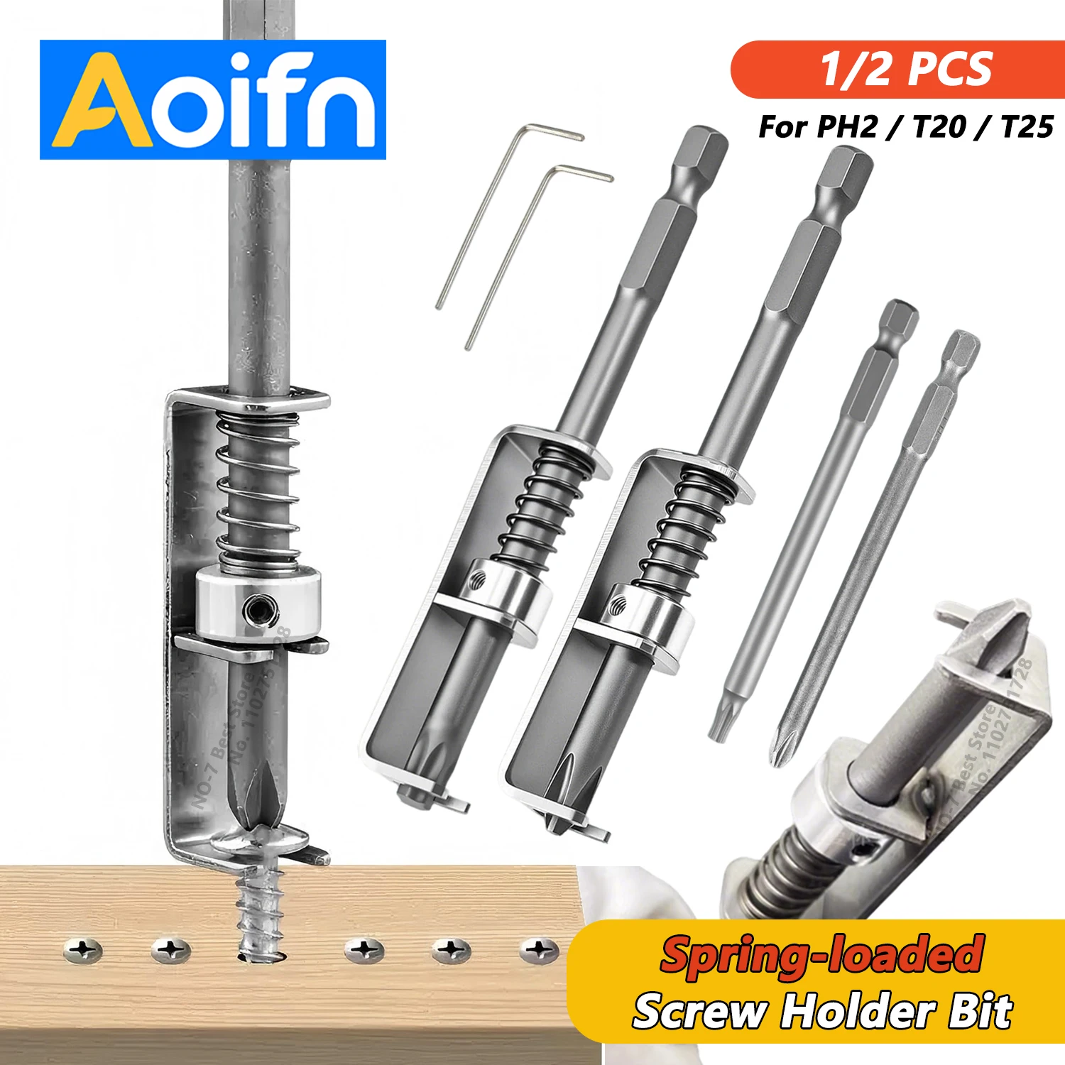 Suporte de Parafuso com Mola para Brocas - Grampo Antiderrapante para Pontas de Chave de Fenda PH2 T20 T25, Acessórios para Ferramentas de Furadeiras Elétricas