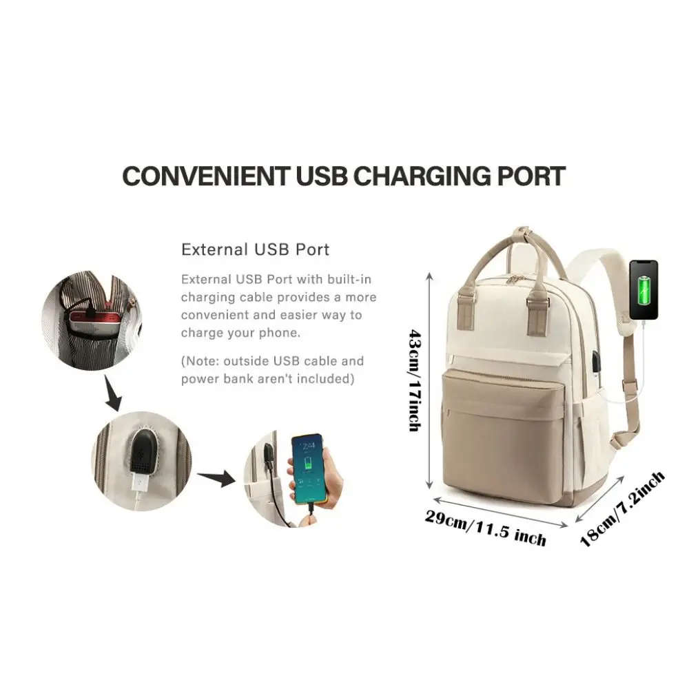 Mochila de viaje con puerto de carga USB, bolso de ordenador portátil informal multifuncional, resistente a las roturas, gran capacidad, escolar, universidad