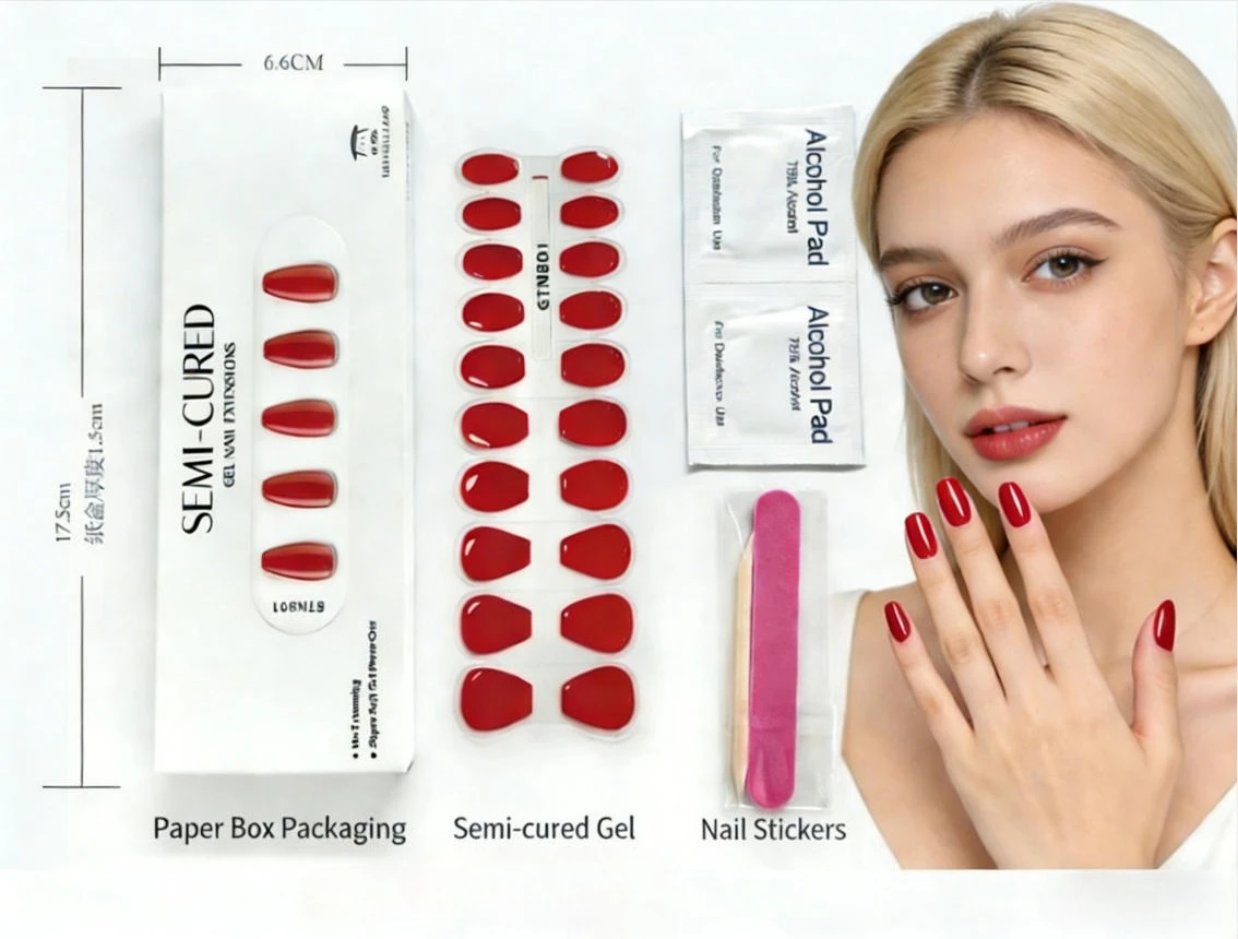 

New Semi-curable Gel Wearing Nail Flexible Extension Nail Tablet No Trimming No Polishing UV Semi-curable Gel Nail Sticker