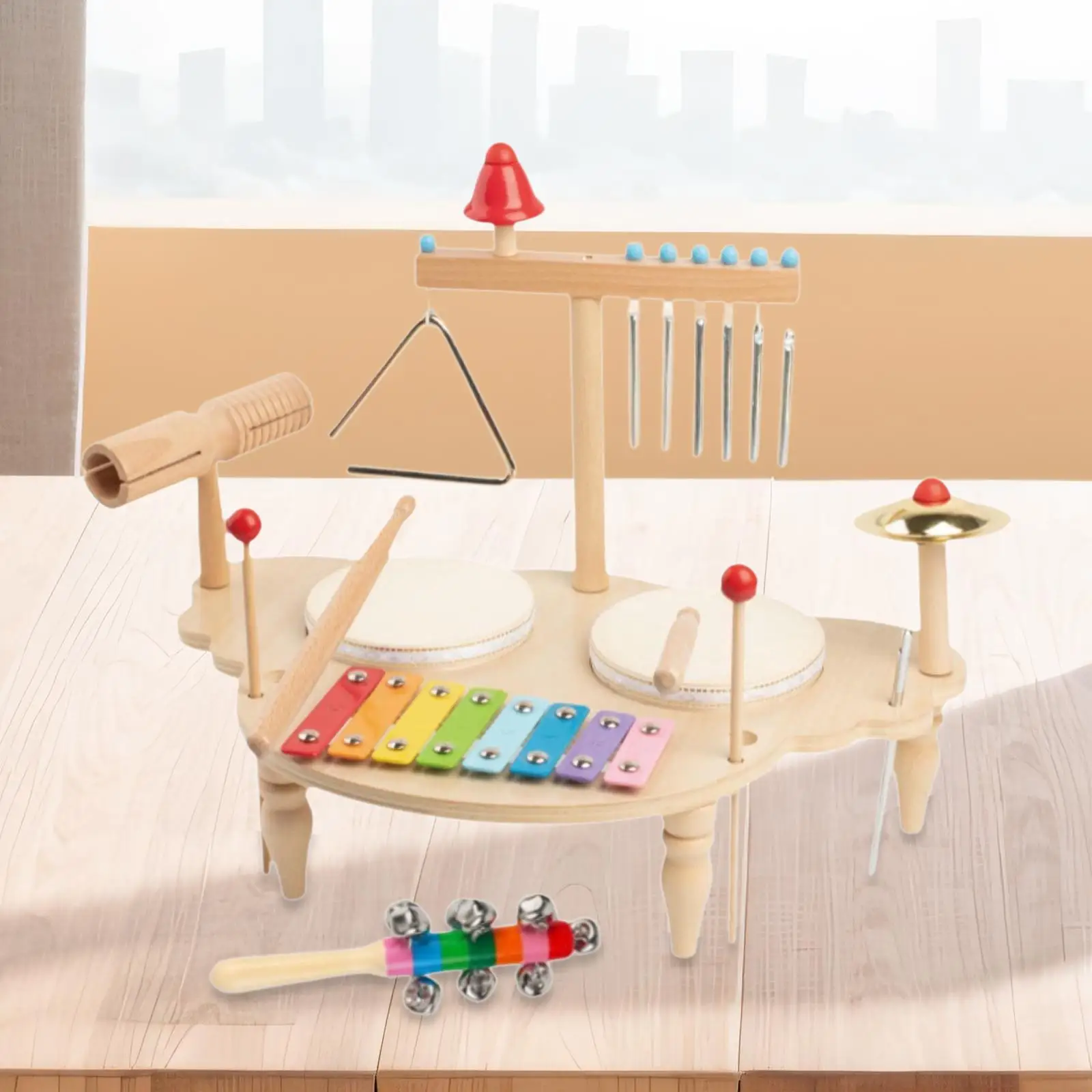

Xylophone Drum Set Fine Motor Skill Cymbals Kids Drum Set Birthday Gift