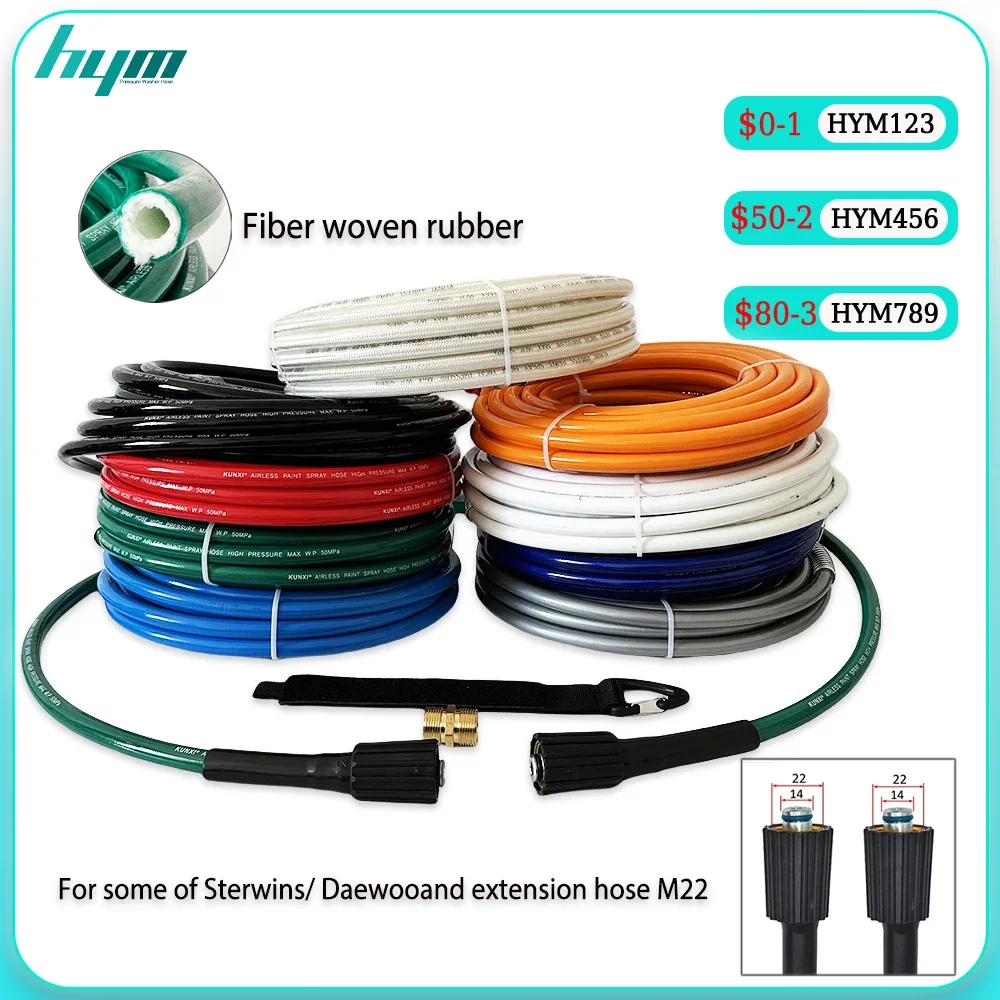 

Шланг для очистки высокого давления с распылителем 0,5–40 м, удлиненный шланг с двухслойной оплеткой M22-14 мм, подходит для деяких Sterwins/Daewoan