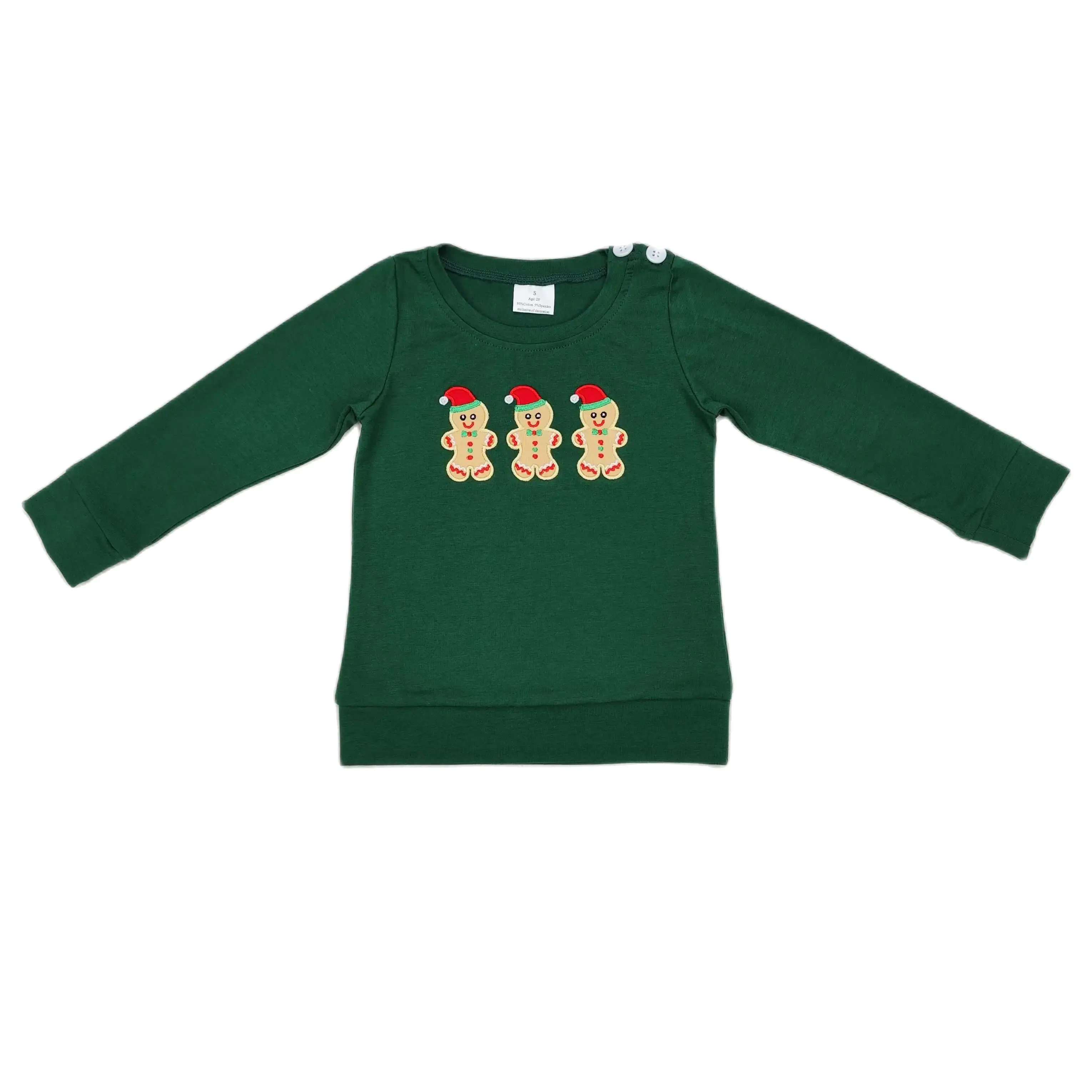 

RTS Toddler Merry Christmas Clothes Kids Long Sleeves Embroidery Santa Gingerbread Truck Shirts Tops Baby Boy Children Clothing