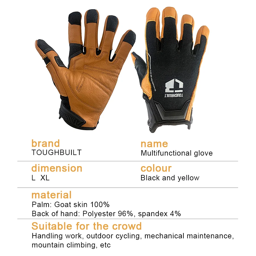 TOUGHBUILT TB-G04-L / TB-G04-XL Sheepskin Work Gloves Warm Touch Screen Leather Wearable Work Gloves Labor Protection