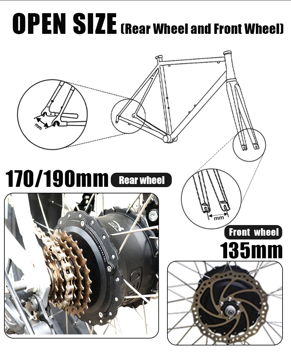 26in rear electric bicycle motor conversion kit 48v 1000w DIY 26 Inch Ebike Pedal Assist Front effective electric bike upgrades! Yescom 26" Electric Bicycle Motor