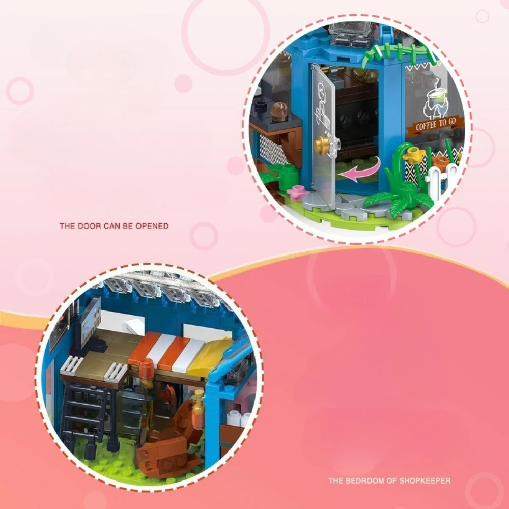 MOC Rose Garden ชาดอกไม้ Coffee House Building Blocks ชุดพืช Sunshine Shop Hut DIY ของเล่นเด็กวันเกิดวันหยุดของขวัญ