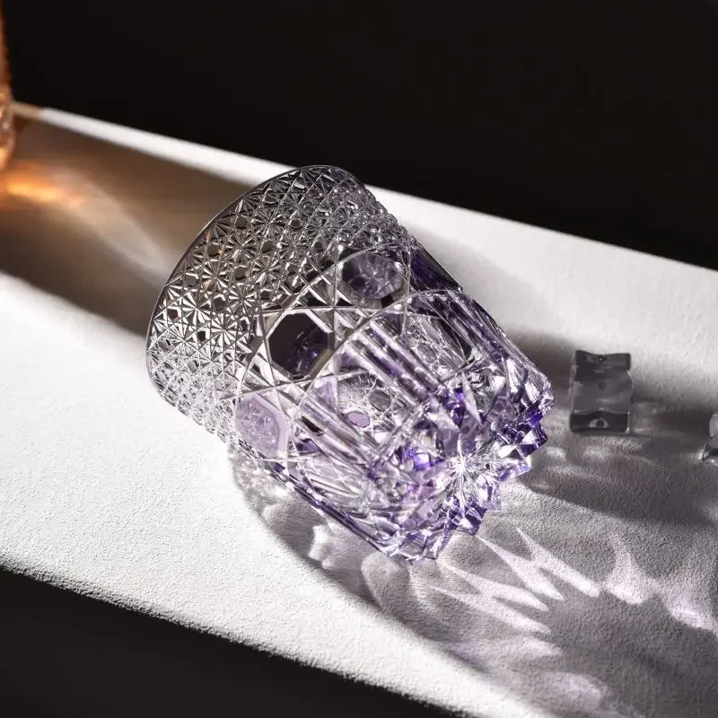 Edo cut purple purple light imported Czech light luxury handmade crystal wine cup beer cup hot water