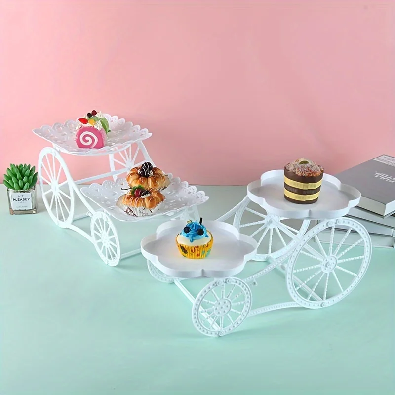 High-aesthetic plastic cake stand multi-layer fruit platter outdoor wedding engagement birthday dessert table