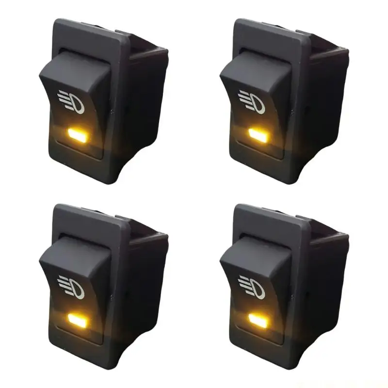J0MA 12V 4Pin Auto Fog Light Control Switches with LED Mounting Front Fog Light Rocker Switches