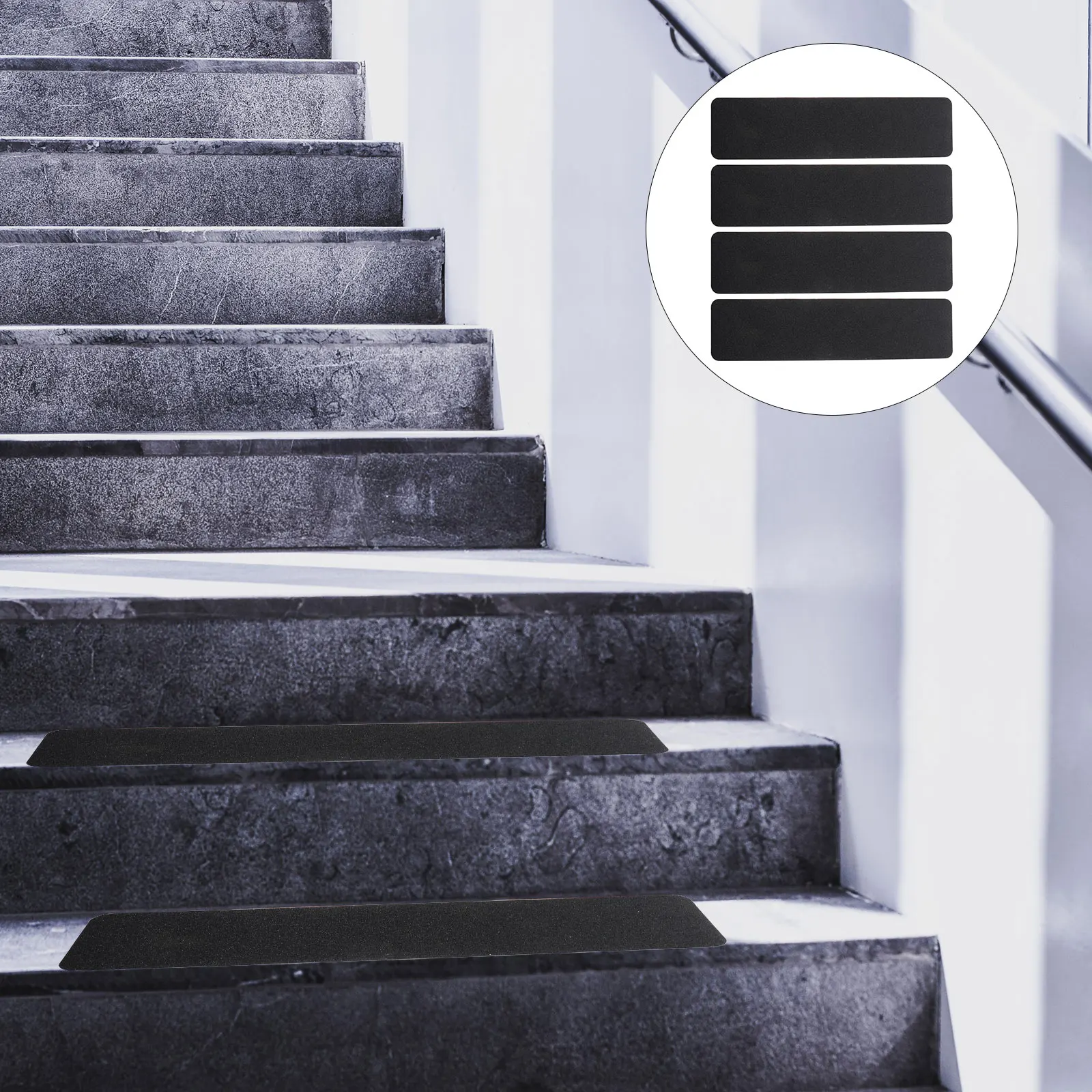 

4pcs Black PVC Anti Skid Stair Tapes 15cmx61cm Pre Stair Treads Safety Tape for Indoor Outdoor Building Tools