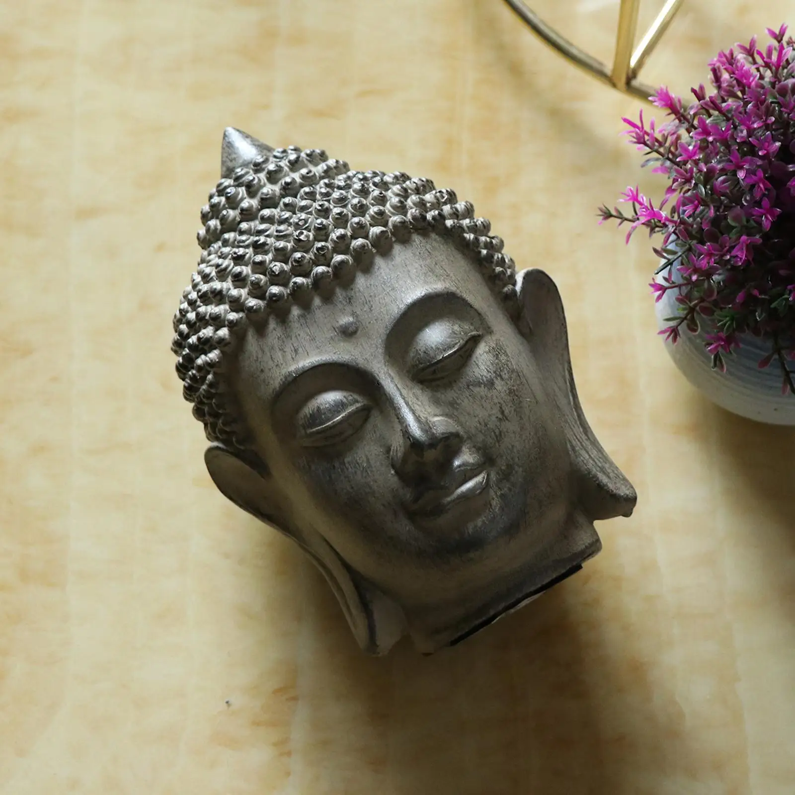 Buddha Head Statue Figurine Home Living Room Decor Ornament Meditation