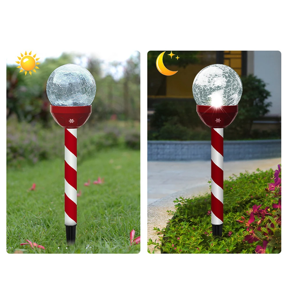 Luci solari in vetro screpolato IP65 Resistente alle intemperie LED Decorazioni da giardino Pannello di illuminazione per esterni natalizi Automatico On Off Prato Vialetto