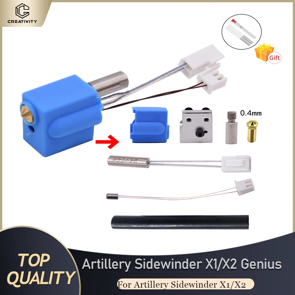 

For Sidewinder X1/X2 Genius Kit Hotend NTC100K Thermistor Heat Tube Heat Block Throat Volcano Nozzle 3D Printer part