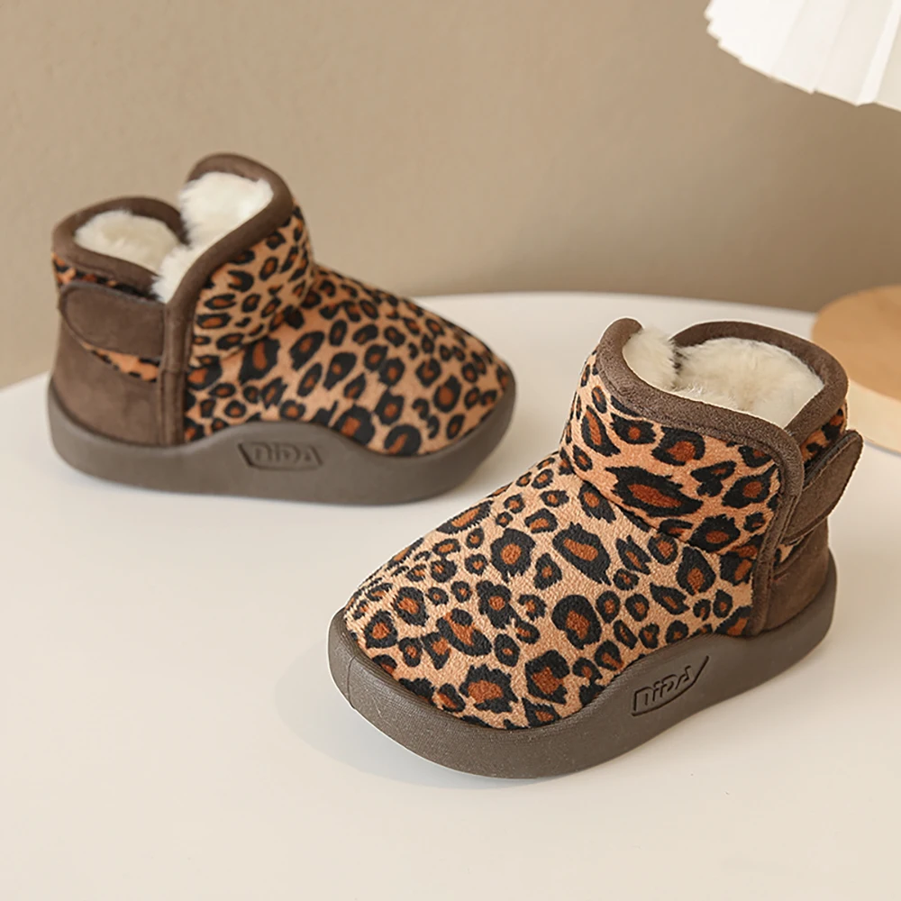 

Warm Boots Children Winter PU Leather Waterproof Warm Plush Boots Thick Cotton Shoes Boys Girls Kids Children's Snow Boots