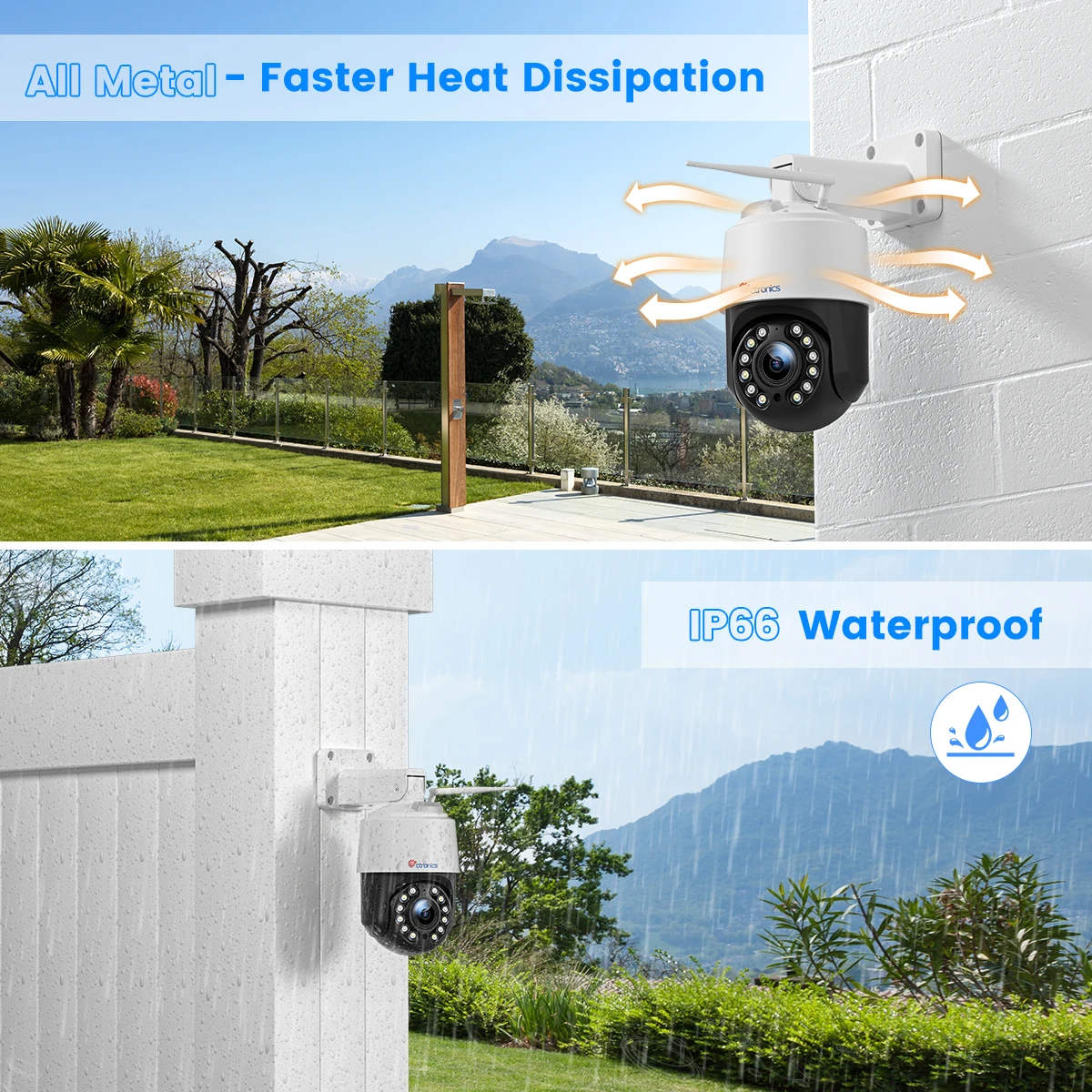 Ctronics 야외 360 감시 카메라, UHD 야간 투시경, 자동 추적, WiFi, 5Ghz, 16X, 5X 광학 줌, 리얼 4K, 8MP