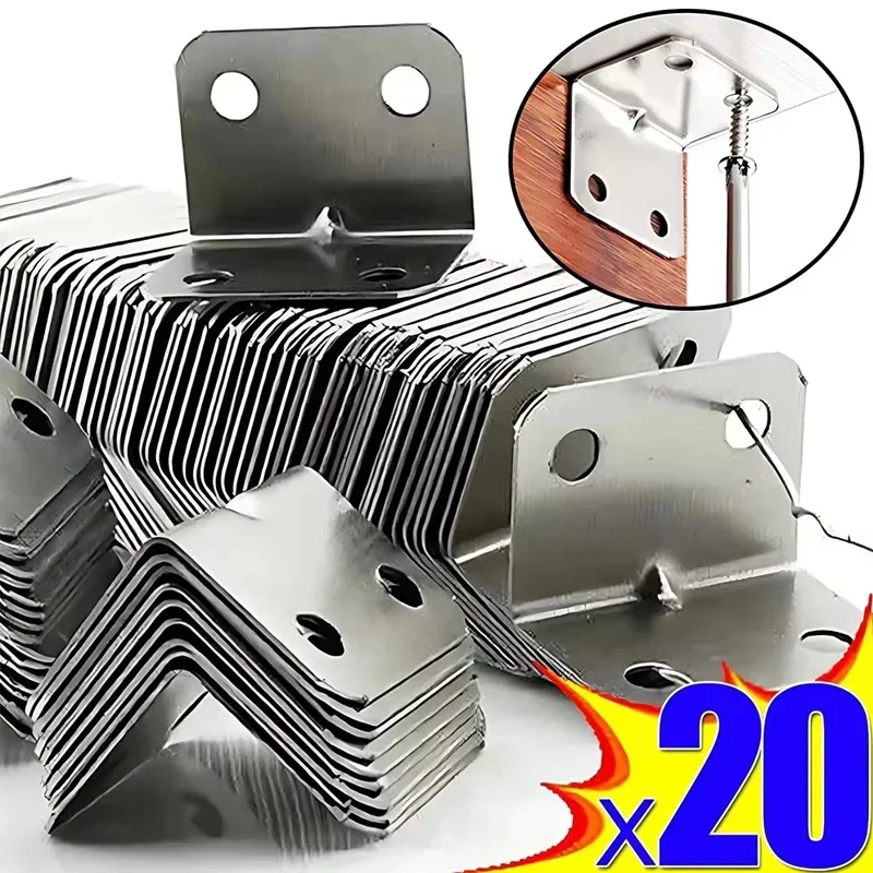 20pcs Angle Board Table, Chair, Cabinet, Wardrobe, Fixed Connector, 90-degree Angle Iron Plate Bracket