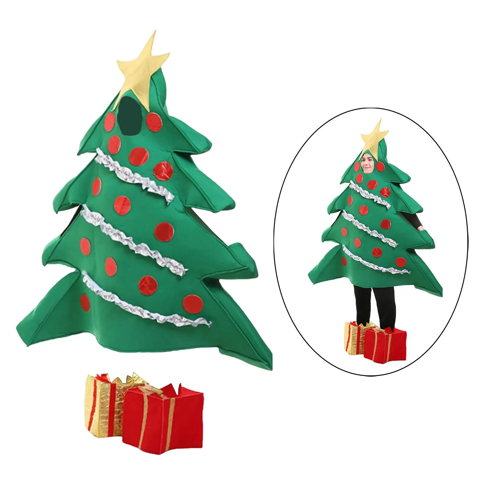 Christmas Tree Costume Cosplay Adults Gift Shoe Covers Outfit Funny Clothes for Party Masquerade Fancy Dress Role Play Xmas