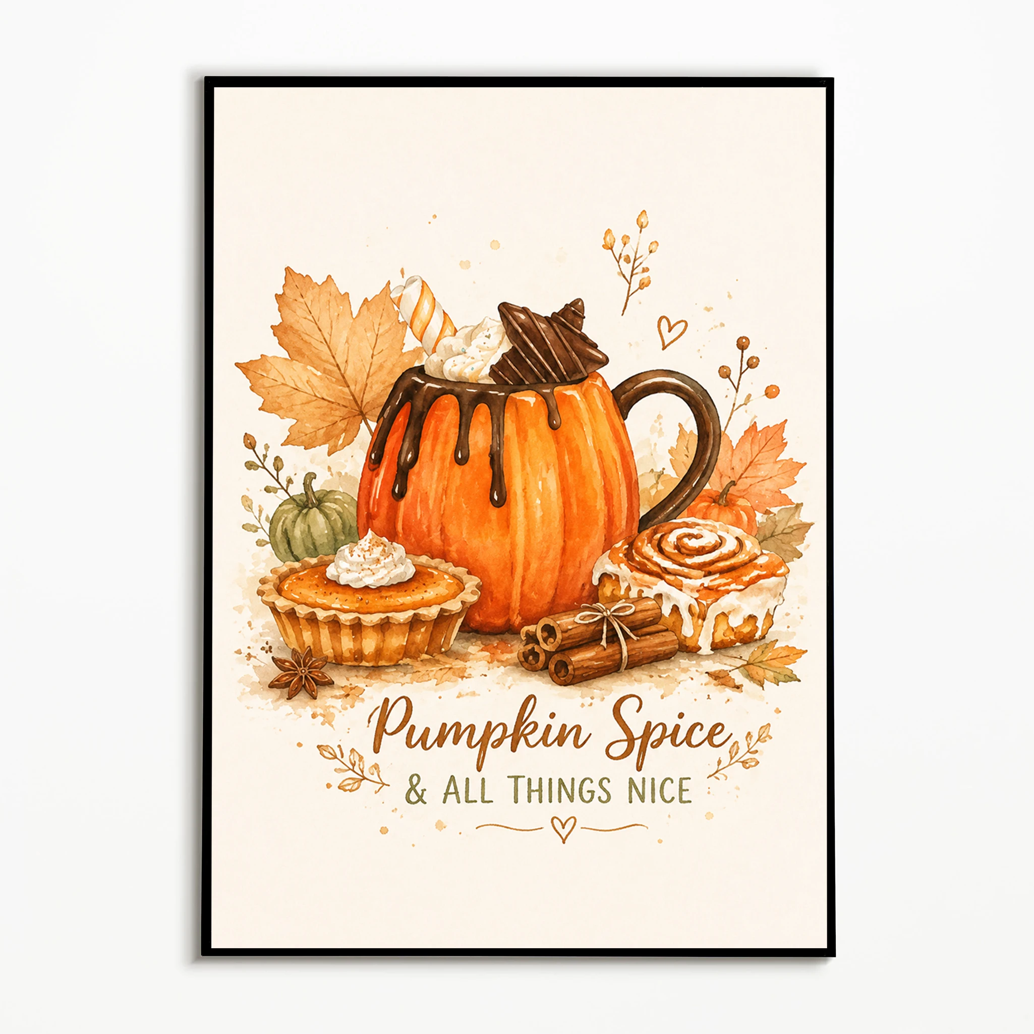 1PC Pumpkin Spice Autumn Poster Thanksgiving Gourmet Desserts Wall Art Farmhouse Autumn Harvest Canvas Printing Fall Decor Gift
