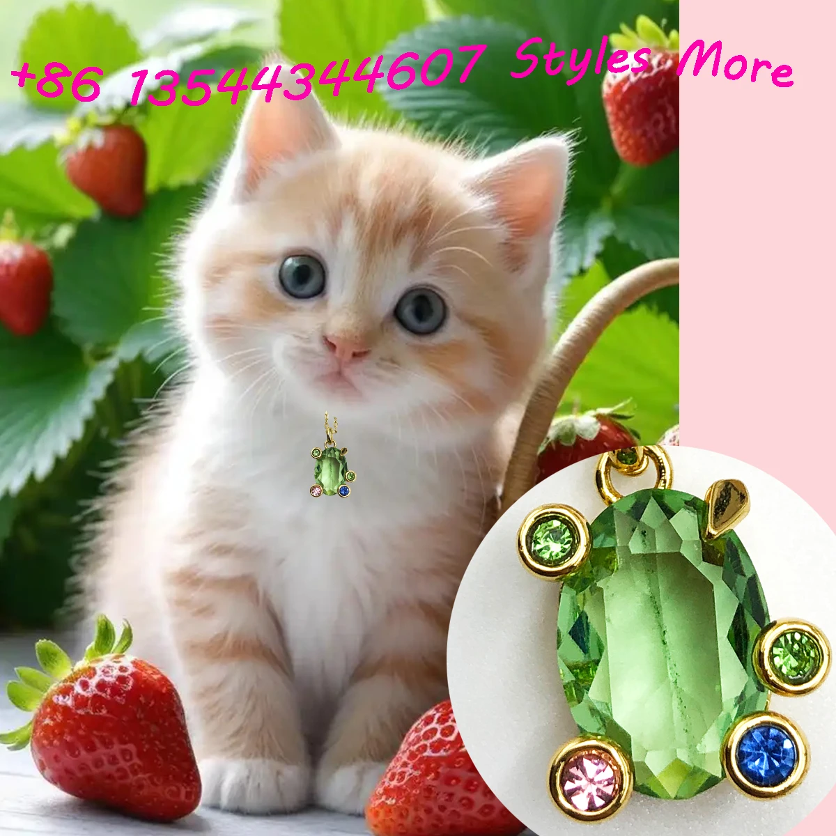 

Cat Accessories 2025 Austrian Original Jewelry Colorful Oval Necklace Luxury Premium Dopamine Bright Diamond Candy necklace