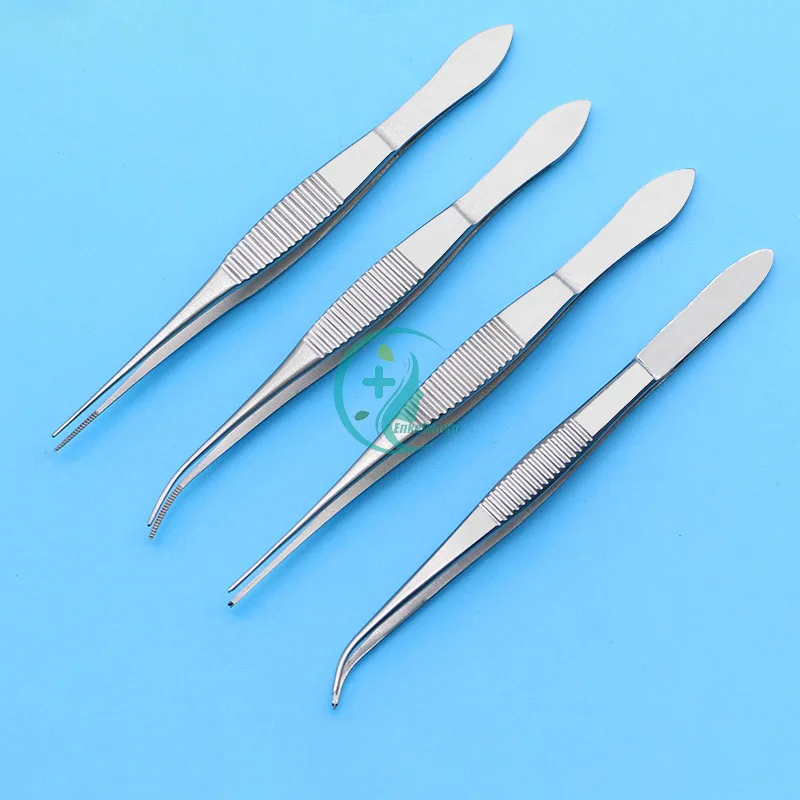 Microscopic Eye Tweezers Ophthalmic 10 cm Straight Grain Tweezers Elbow Tooth Medical Stainless Steel Double Eyelid