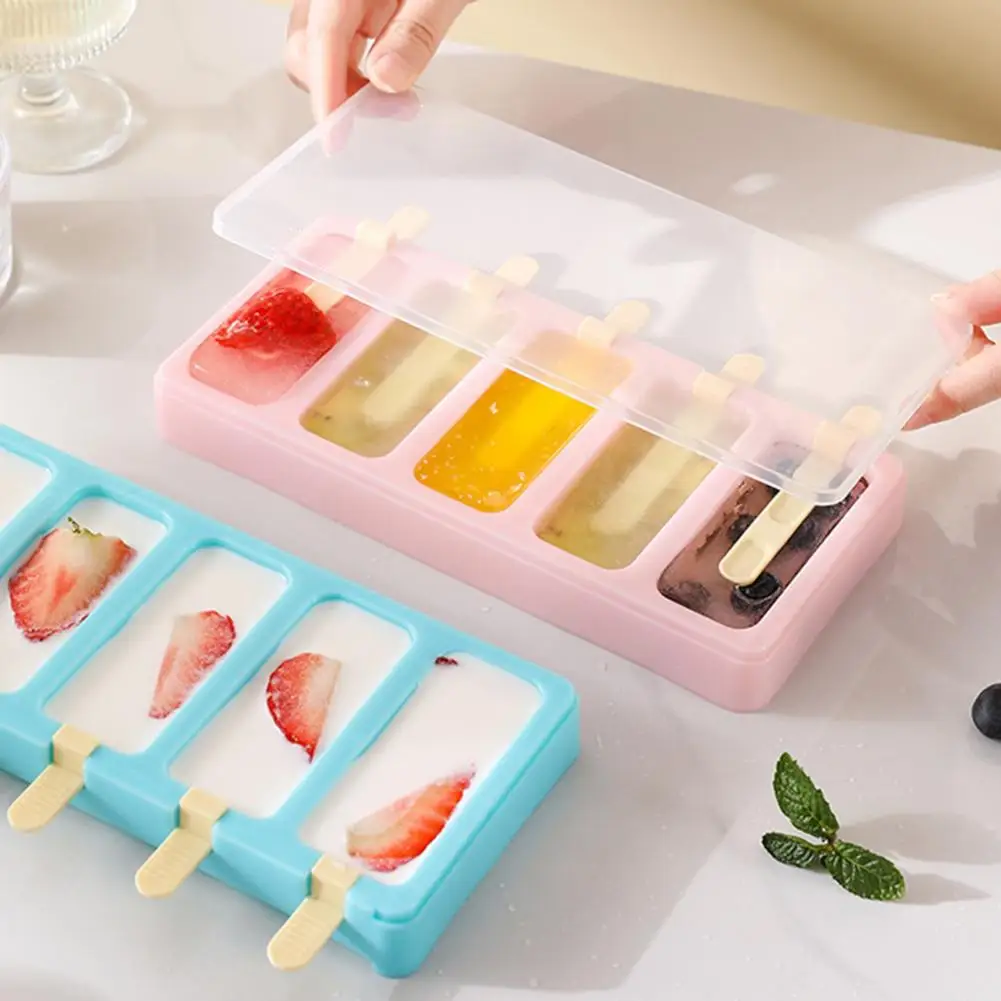 Smooth Cavity Ice Mold Mold Stackable Ice Cream Mold Set with Lids -free Plastic Maker Easy Release Frozen Yogurt Ice Pop Tray