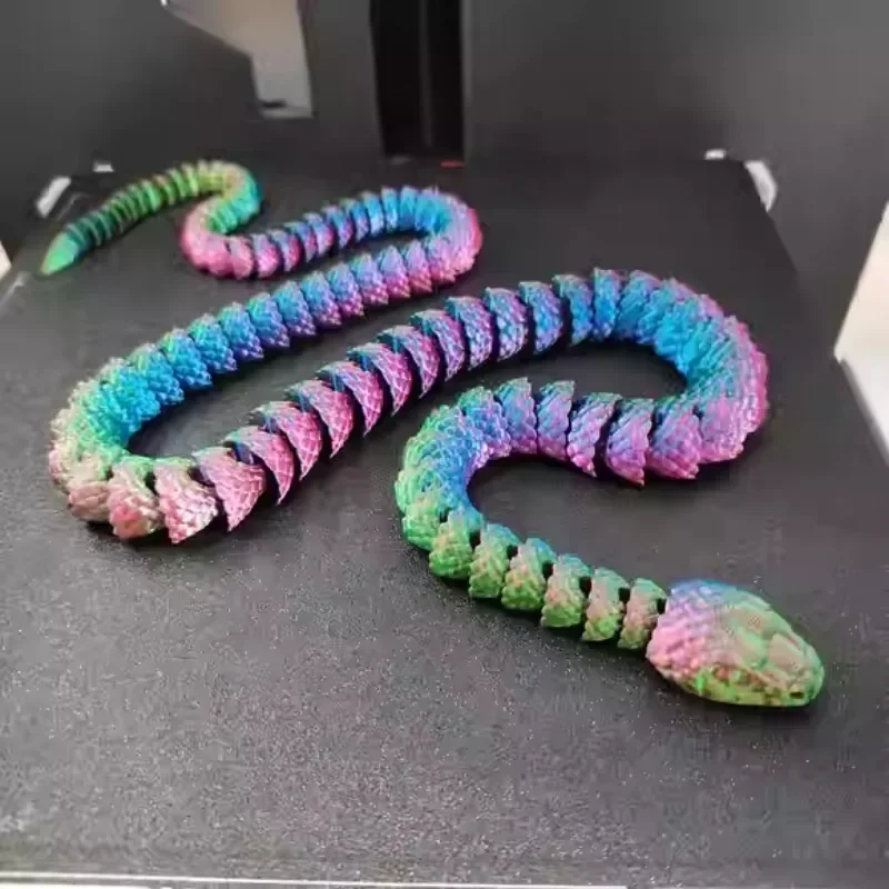 82cm Variable Simulation Snake Silk Gradient Color Creative Toy Home Decor Animal Toy Ornaments 3D Printing Movable Length