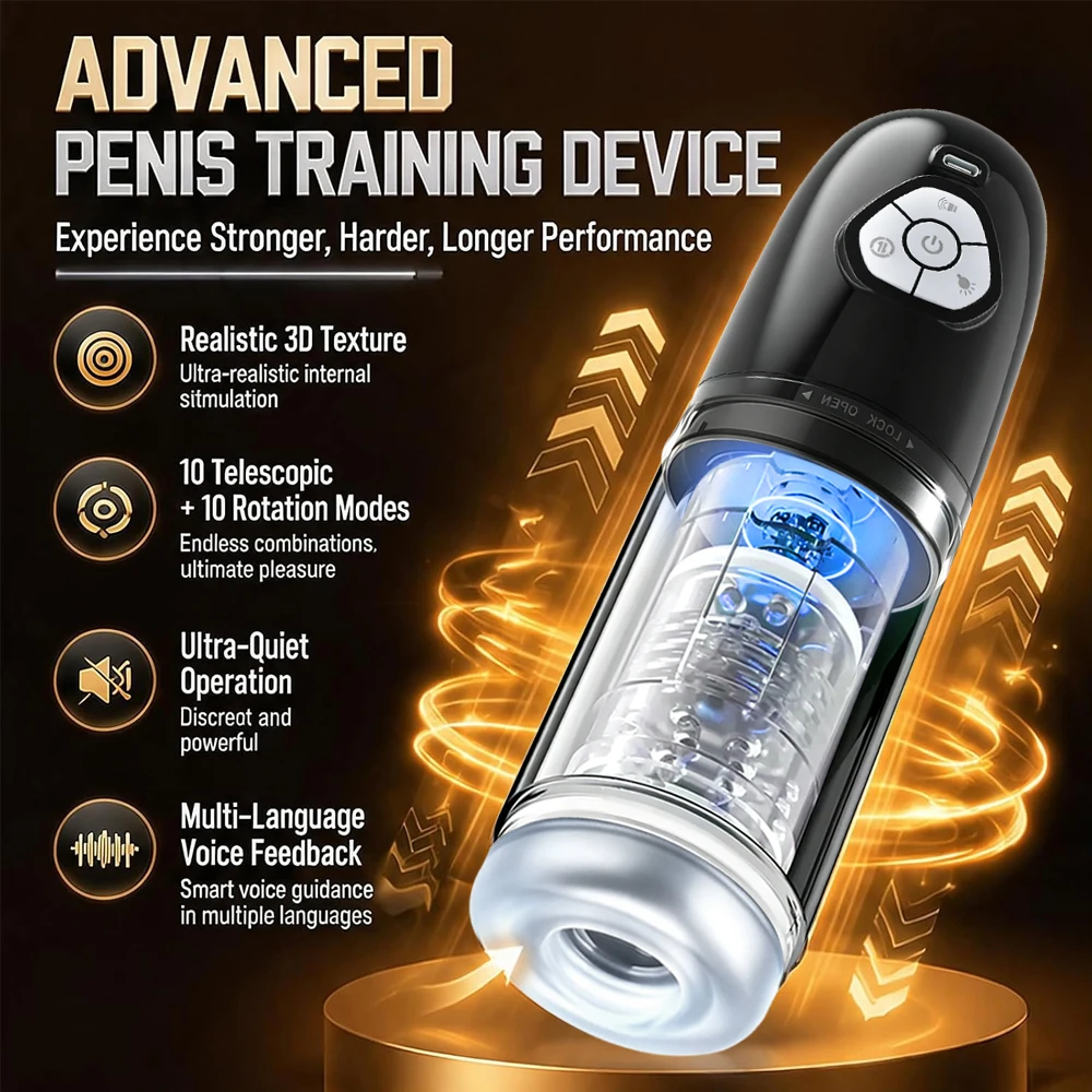 10-Speeds Telescopic Rotation Vibration Fully Waterproof Sex Toys for Men Masturbator Stroker Penis Pump Adult Toys For Male - view 2