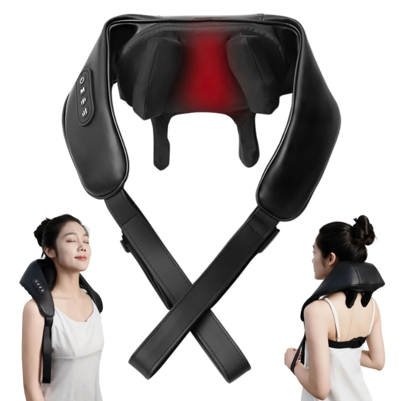 

USB Rechargeable Massager for Office & Home Cordless Shiatsu Heated Neck & Shoulder Massager Relaxing Body Electric Massage Tool