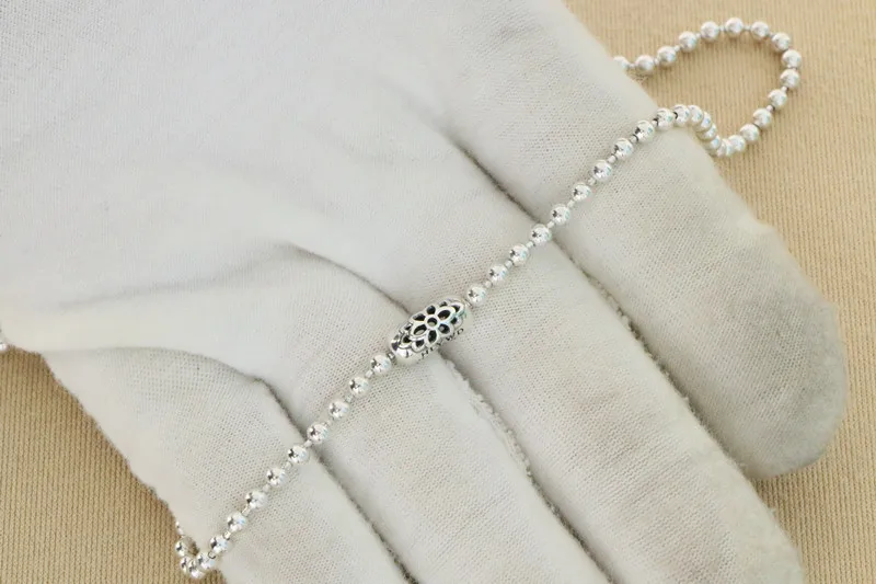 Versatile Japanese and Korean necklaces, pure silver round bead necklaces, cherry blossom trend, personalized and minimalist pen