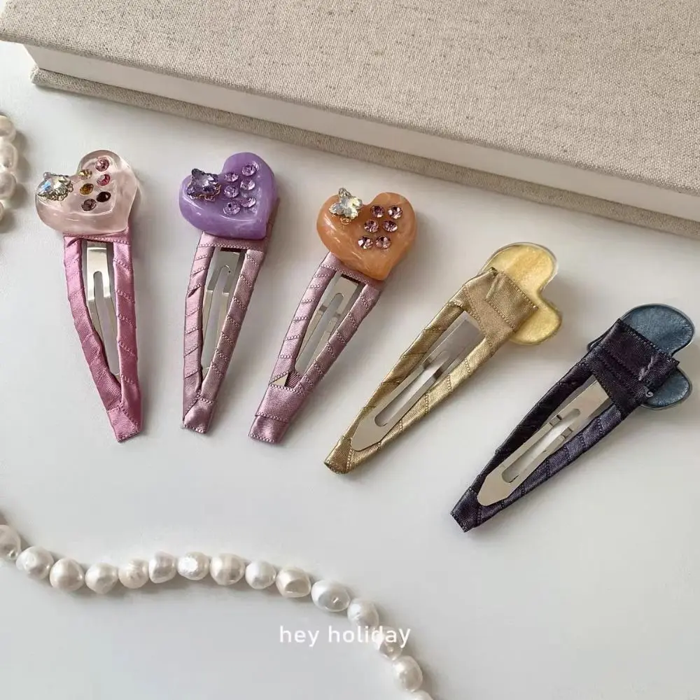 

Sweet Love Acetate Hairpin BB Clip Bangs Clip Rhinestones Hairpin Barrettes Y2k Heart Hair Clip Girls