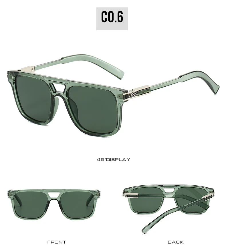 2025 neue Doppelstrahl-Quadrat-Sonnenbrille, Markendesigner, Gitter, Mode, Fahren, Reisen, Urlaub, Sonnenschutz, Brille, Oculos – Detail 12