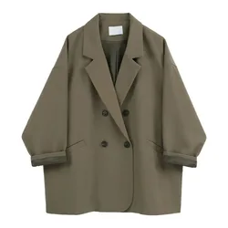 Blazer Women Black Blazer Double-breasted Luxury Brand Long Sleeve Korean Chic Jacket Spring Autumn Coat Women's Clothing New