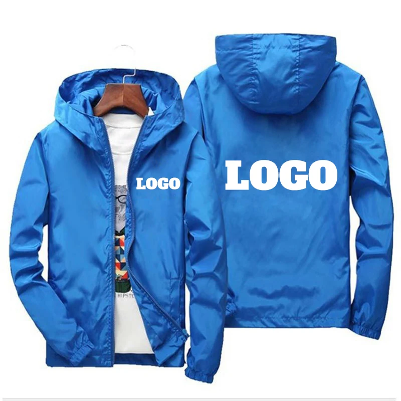 

Large 7XL custom brand logo autumn jacket men's waterproof windbreaker casual men's jacket