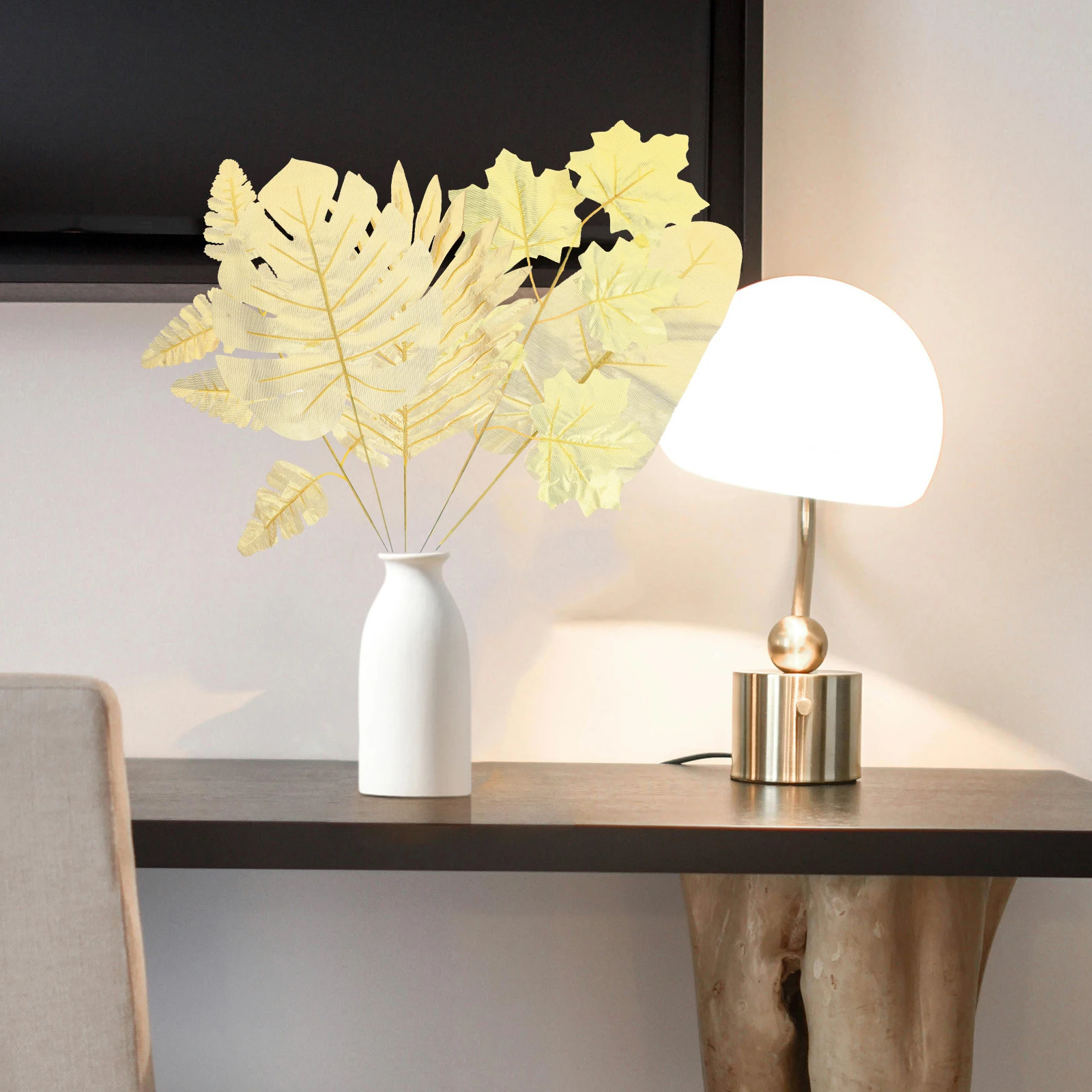 

25pcs Gold Artificial Monstera Leaves Wedding Home Decoration Simulated Tropical Plant Garland for Indoor Outdoor Events