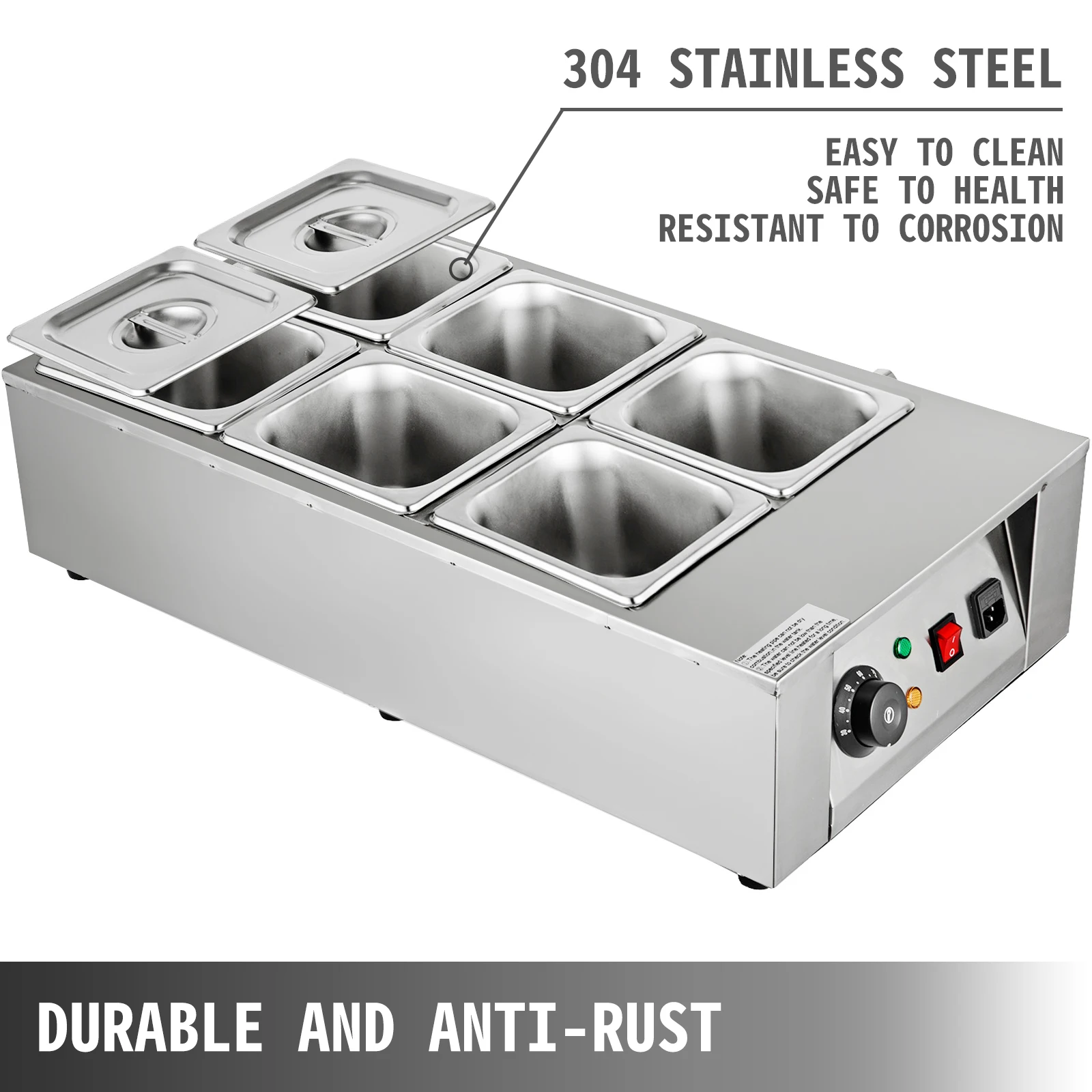 VEVOR 2-6กระบอกช็อกโกแลตไฟฟ้าหม้อเครื่องทำความร้อนอุ่นอาหารสแตนเลสสตีลเทียนเครื่อง Tempering Commercial