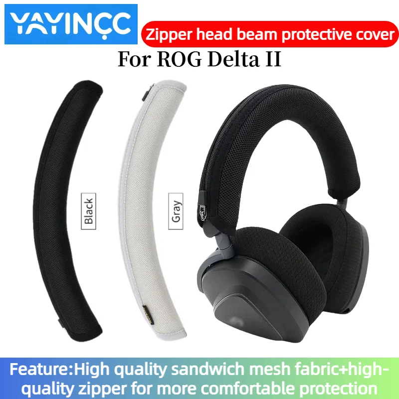 YAYINCC-funda protectora para haz de cabeza de auriculares ROG Delta II, diadema de tela tejida con cremallera, sensación avanzada