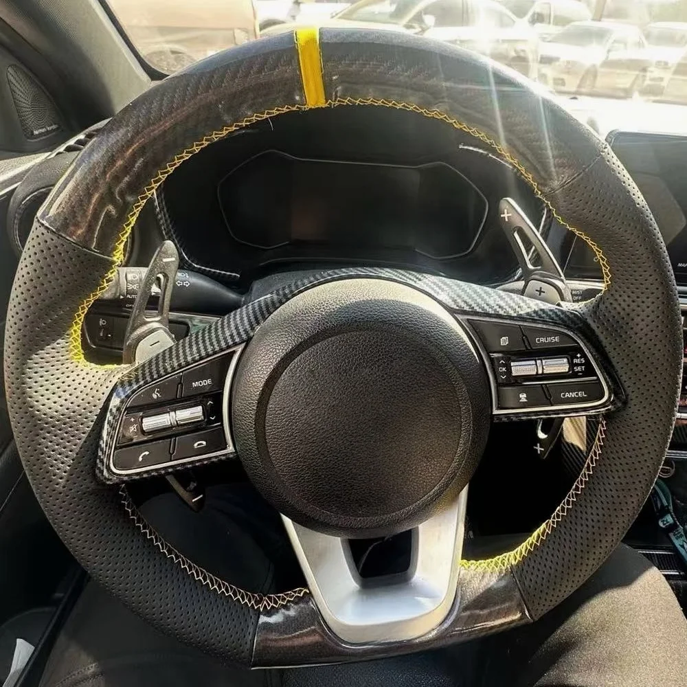 Benutzerdefinierte Auto Lenkrad Geflecht Abdeckung 100% Fit Für KIA Ceed Sportage Picanto Cerato Seltos Soul Rio3 Auto Produkte Lenkung Wrap