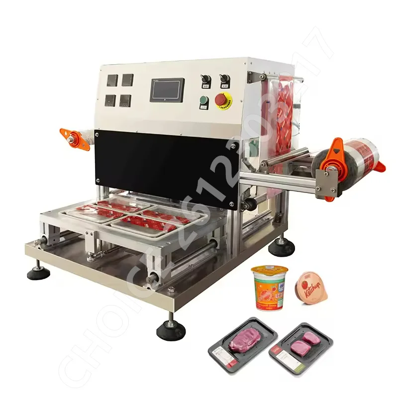 Tabletop Automatic Round Lunch Box Packaging Aluminum Foil Tray Plastic Food Container Sealer Sealing Machine for Sauce Spices