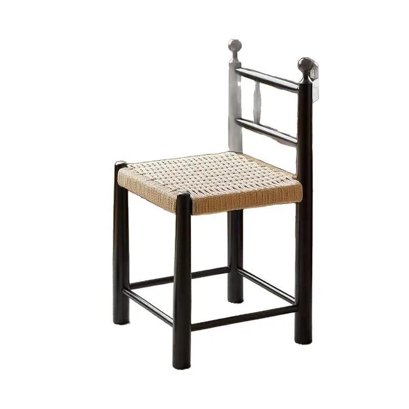 

Household solid wood back chair rope woven Japanese French dining chair chair Nordic retro casual medieval