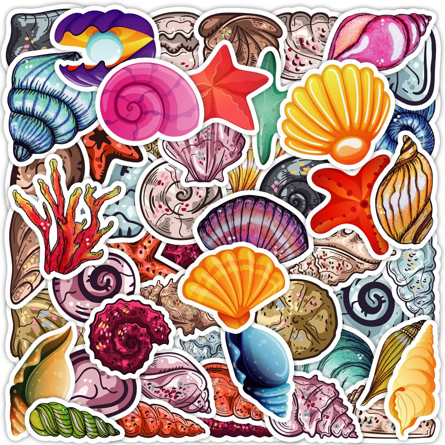 

50Pcs Watercolor Ocean Series Stickers Suitcase Phone Case Water Bottle Waterproof Decoration Diy Sticker Packs
