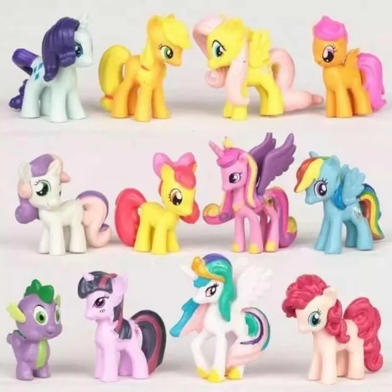 12Pcs My Little Pony Action Figures Toy Gift Pony PVC Model Dolls Kids Toys Gifts Model Anime Figures Collect