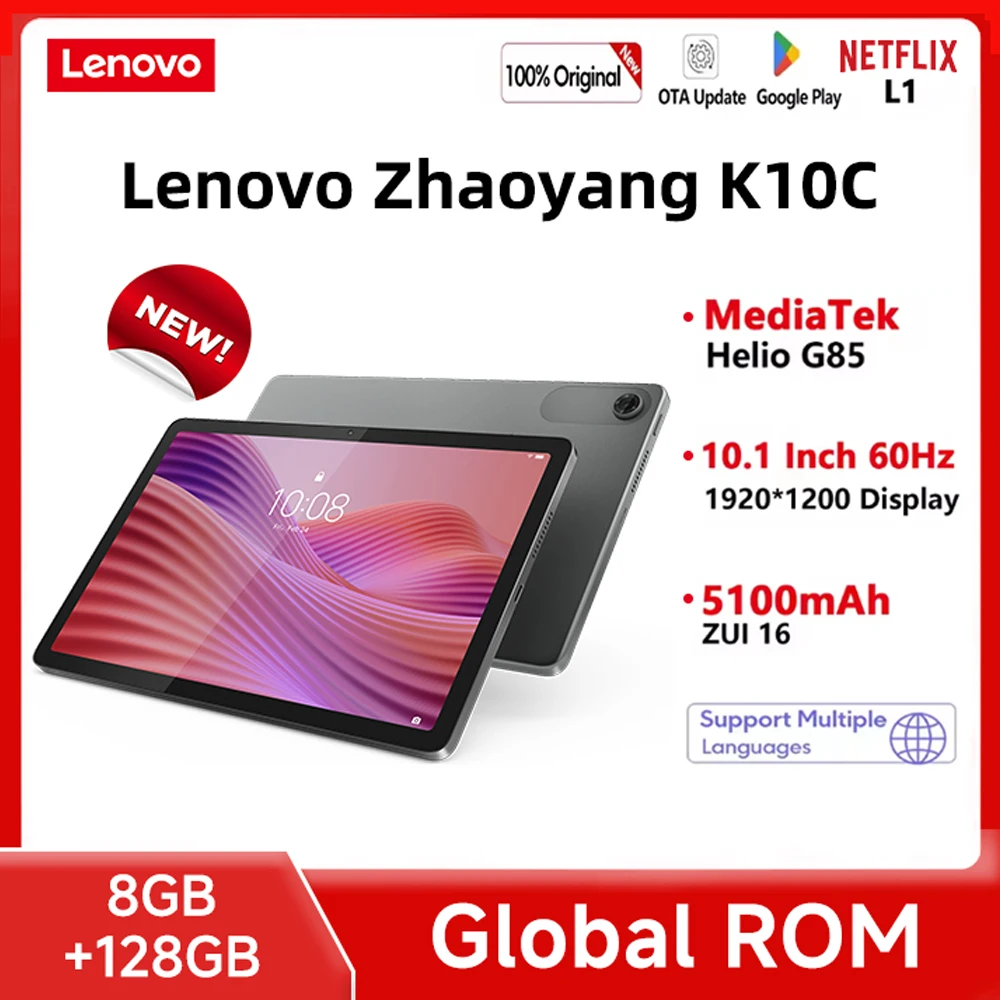 

Original Lenovo Zhaoyang K10c Tablet TB311FU Global ROM 8GB 128GB 10.1" 1920*1200 Screen MediaTek Helio G85 WIFI Android 5100mAh